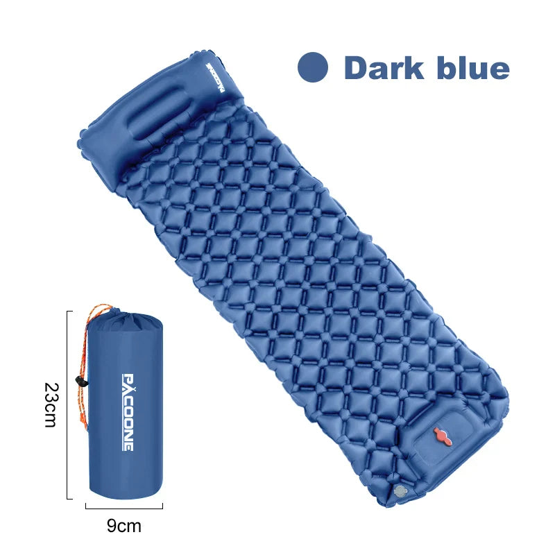 PACOONE Ultralight Outdoor Camping Sleeping Pad  Air Mat Inflatable Mattress with Pillows  Built-in Inflator Pump Travel Hiking