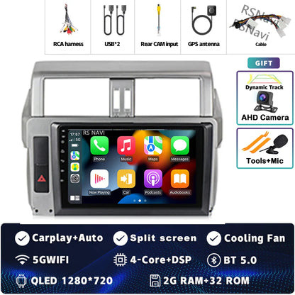Android 14 For Toyota Land Cruiser Prado 150 2013 - 2017 2K QLED Android Car Radio Multimedia Video Player GPS Stereo CarPlay