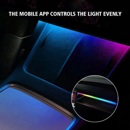 Center Console Dashboard Wireless Charging Light For Tesla Model 3 Y 64Colors RGB Neon LED Ambient Lamp USB Power APP Controller