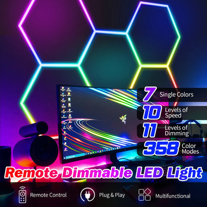 5HEX RGB KIT Latest Hexagon Lighting Kits with Vibrant RGB Color Changing LEDs Connect Plug-in Hundreds Lighting Effects