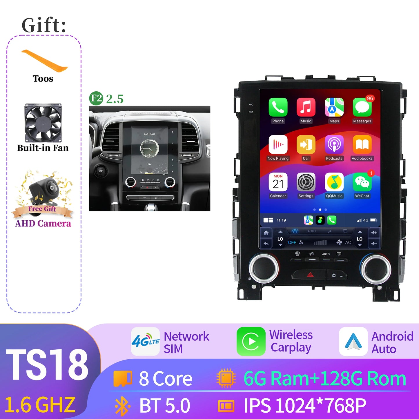 9.7″Android 14 For Renault Koleos Megane 4 Samsung SM6 Talisman 2017-2019 Wireless Apple BT Carplay Car Radio Multimedia