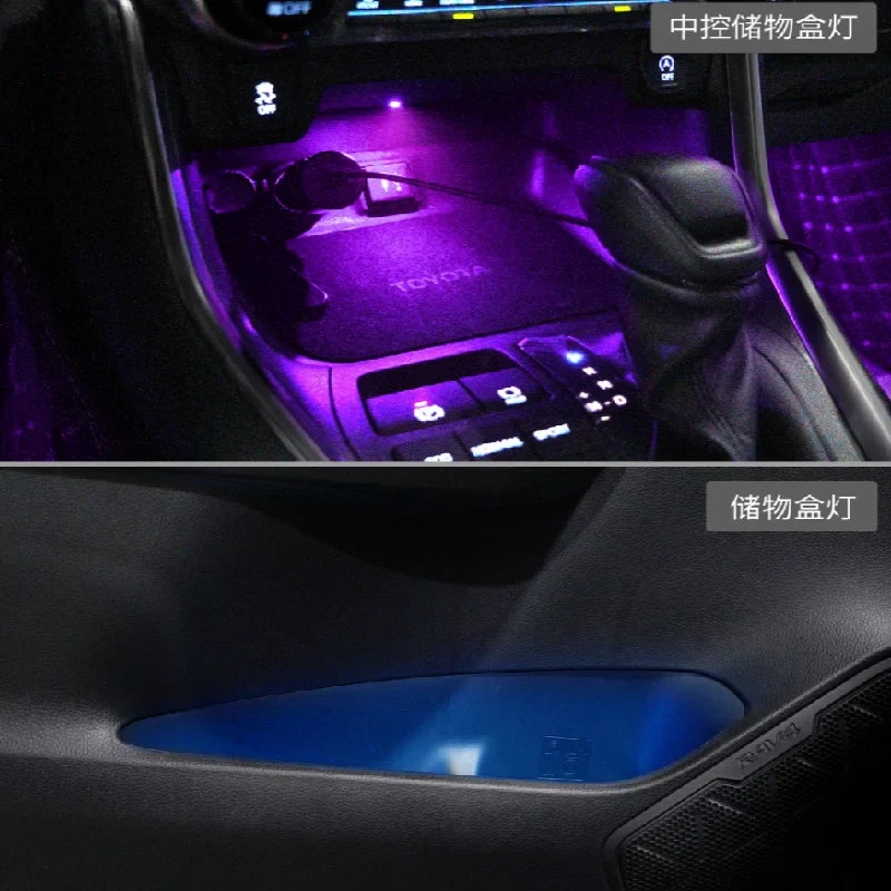 TVYVIKJ LED Car Inner Ambient Light For Toyota RAV4 2020-2023 Dynamics Magic Color Dragon Scale Ambience Lamp Button +APP Contr