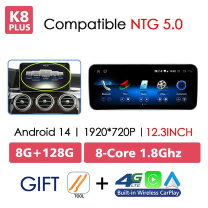 Android 14 Car Multimedia Player For Mercedes Benz W176 C117 X156 W463 2012-2018 GPS Touch Screen Navi Video Stereo WIFI Carplay