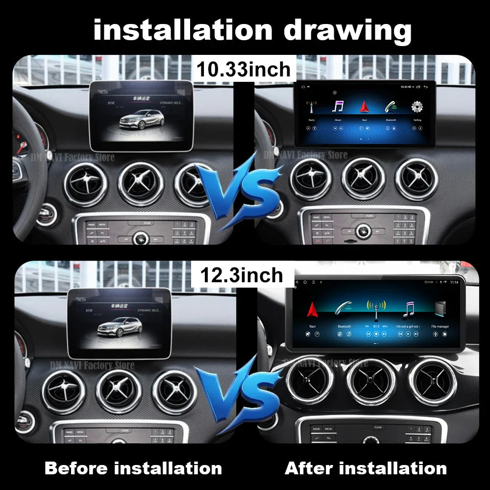Wireless CarPlay Android Auto For Benz A Class 2013-2018 GLA Class 2015-2019 Navigation GPS Multimedia Display Head Unit BT DSP