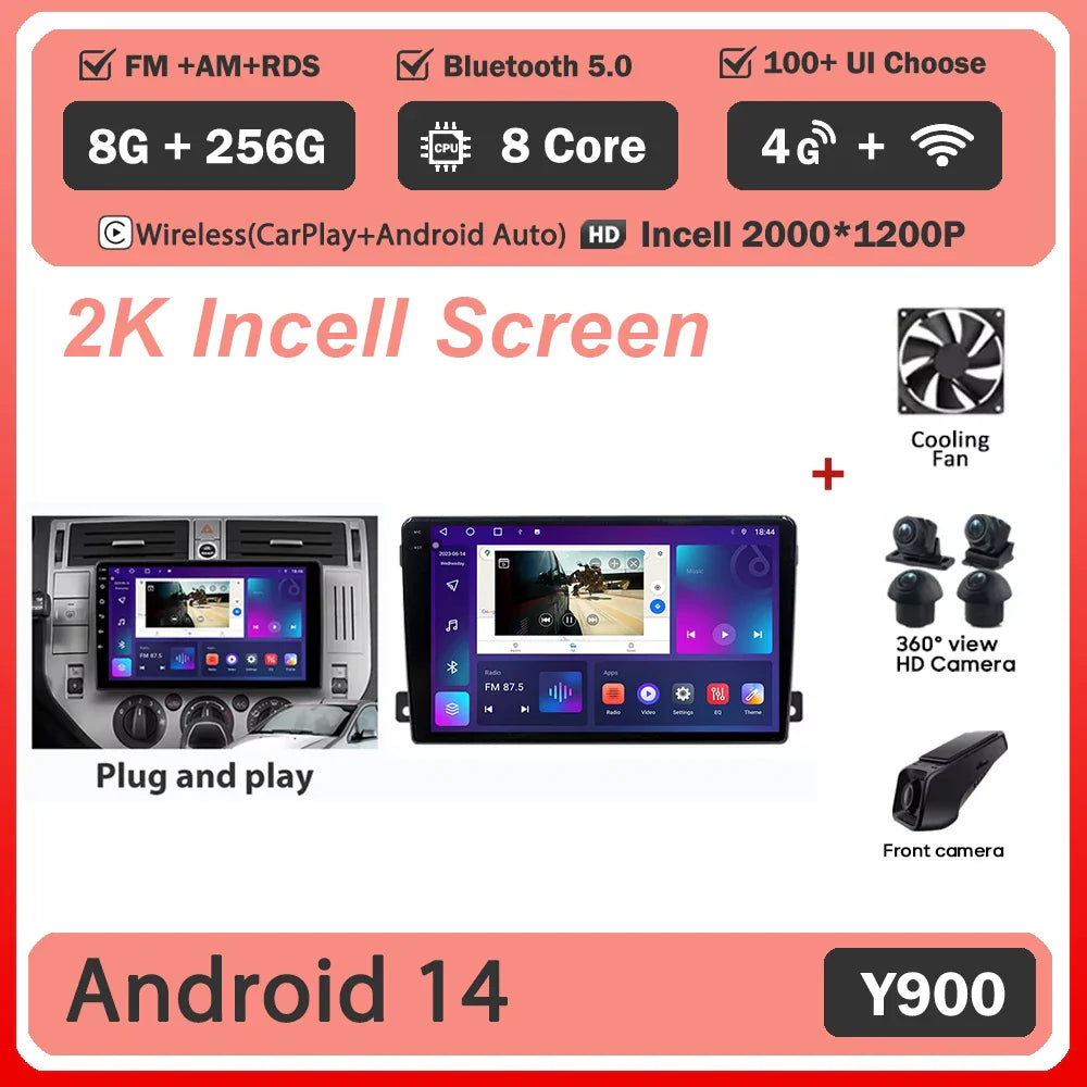 For Ford C-MAX 2003 - 2010 Android 14 Carplay Auto Car Radio Multimedia Video Player Navigation GPS No 2Din 2 Din DVD DSP 4G