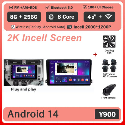 For Ford C-MAX 2003 - 2010 Android 14 Carplay Auto Car Radio Multimedia Video Player Navigation GPS No 2Din 2 Din DVD DSP 4G