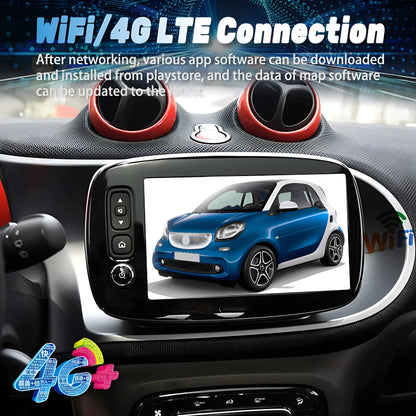 8“ Android 14 CarPlay GPS Navigation Player Head Unit For Mercedes Benz Smart 453 Fortwo Forfour 15-19 Radio Stereo Multimedia
