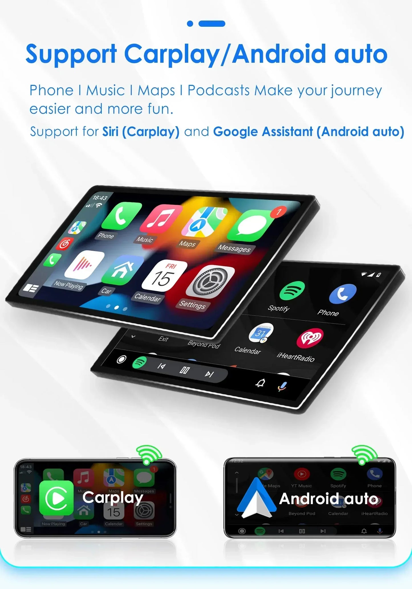 Hizpo Universal Car Radio 2Din 9" 10" 10.33" Android Auto Multimedia GPS CarPlay For Toyota Volkswagen Hyundai Kia Nissan Honda