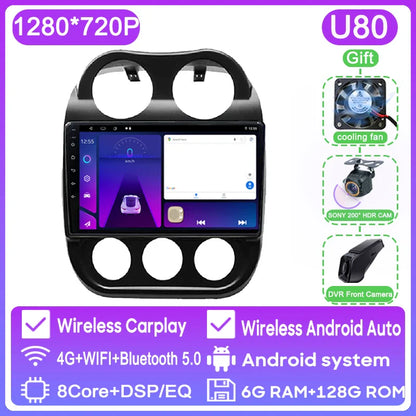 Car Android 13 For JEEP Compass Patriot 2011 - 2017 Auto Radio Multimedia Player GPS Navigation Carplay Stereo 4G BT No 2din DVD