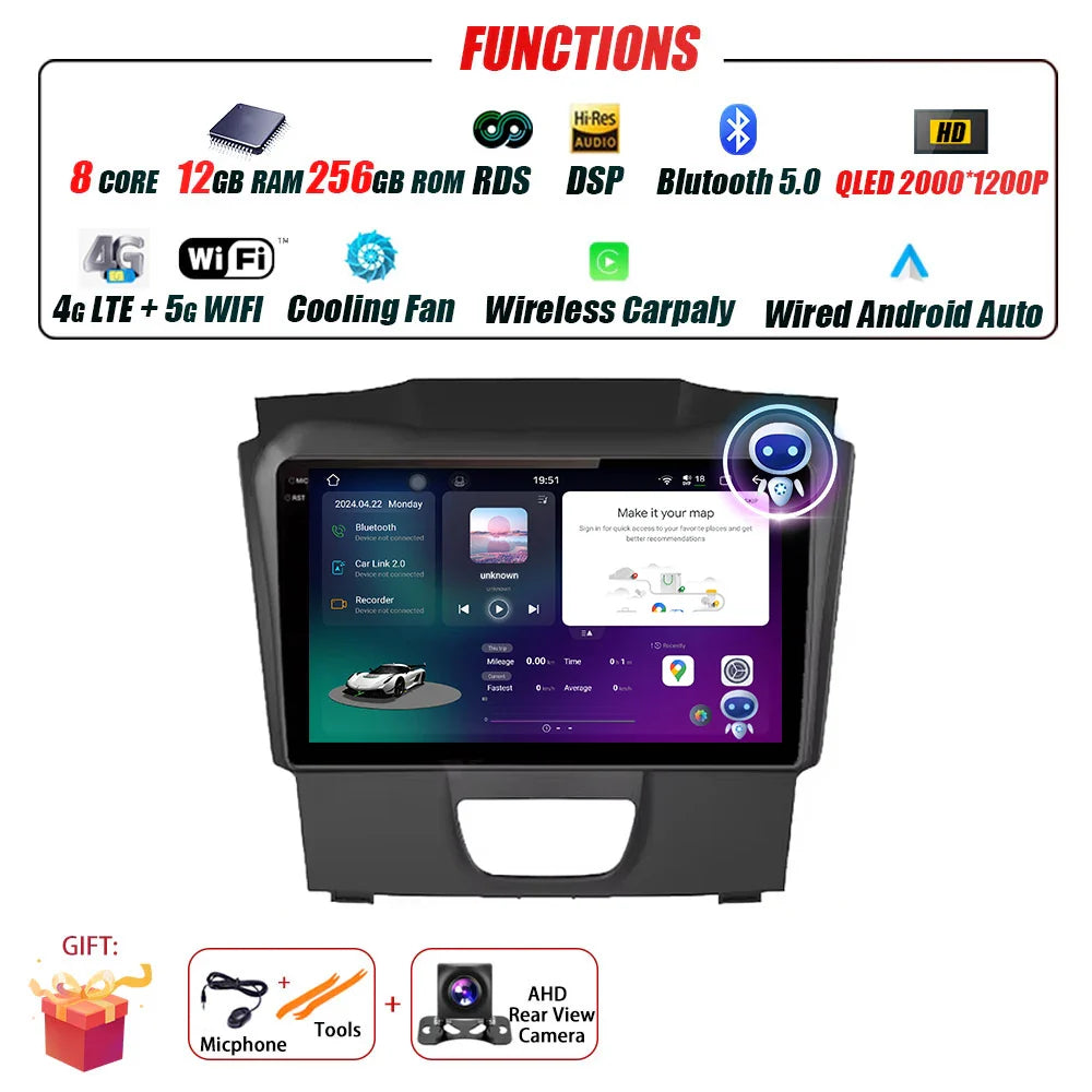 Android Auto Car Radio For Isuzu DMAX 2015 - 2019 Multimedia Stereo Video Player Navigation GPS Carplay 4G WIFI DSP RDS BT