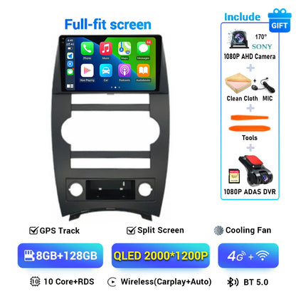 Android 14 Carplay Auto For Jeep Cherokee Commander XK 2005 2006 2007 2008 2009 2010 2011 Car Radio Multimedia Player GPS Stereo
