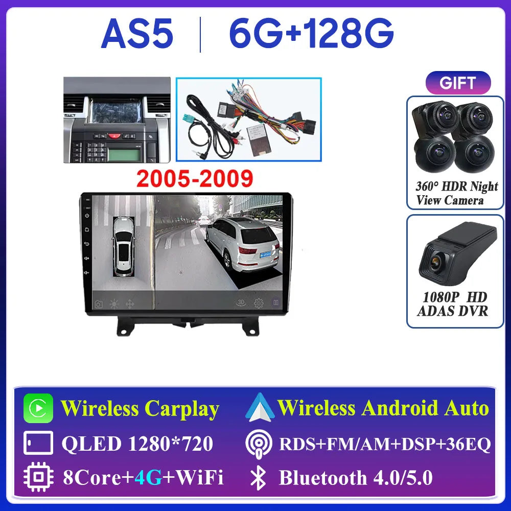 Car Radio Carplay For Land Rover Range Sport 2005 2006 2007 2008 2009  Multimedia Player GPS Navigation Android Auto 5G Wifi