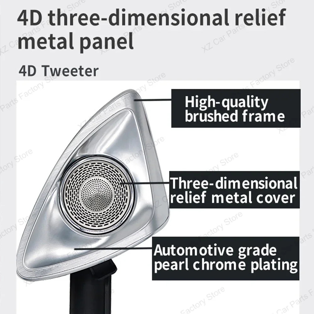 For Mercedes-benz E-class W213 2016-2023 64 Colors 4D Rotating Tweeter Speaker Led Luminous Car Speaker Refit 3D Tweeter