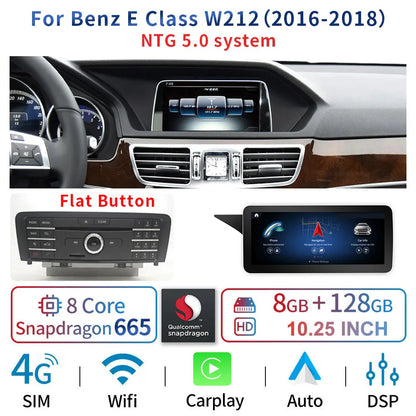 8 Core Android System Car GPS Navi Screen For Mercedes W212 2009-2016 WIFI SIM 8+128GB BT Carplay IPS Screen Multimedia Player