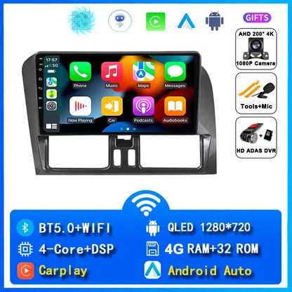 Android 15 Car Radio Wireless CarPlay Android Auto Radio For Volvo XC60 2007 2010 2013 2014 2017 4G Car Multimedia GPS Autoradio