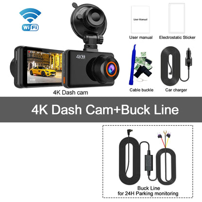 Soam 4K Dash Cam for Cars Front and Rear Camera Car Dvr WIFI Car Camera for Vehicle Video Recorder Rear View Camera Parking Mode