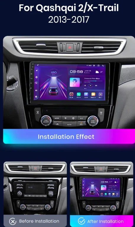 9 Inch Android 13.0 2+32G For Nissan Qashqai X-Trail 2014-2019 Car GPS Navigation Multimedia Player Radio Tape Head Unit Carplay