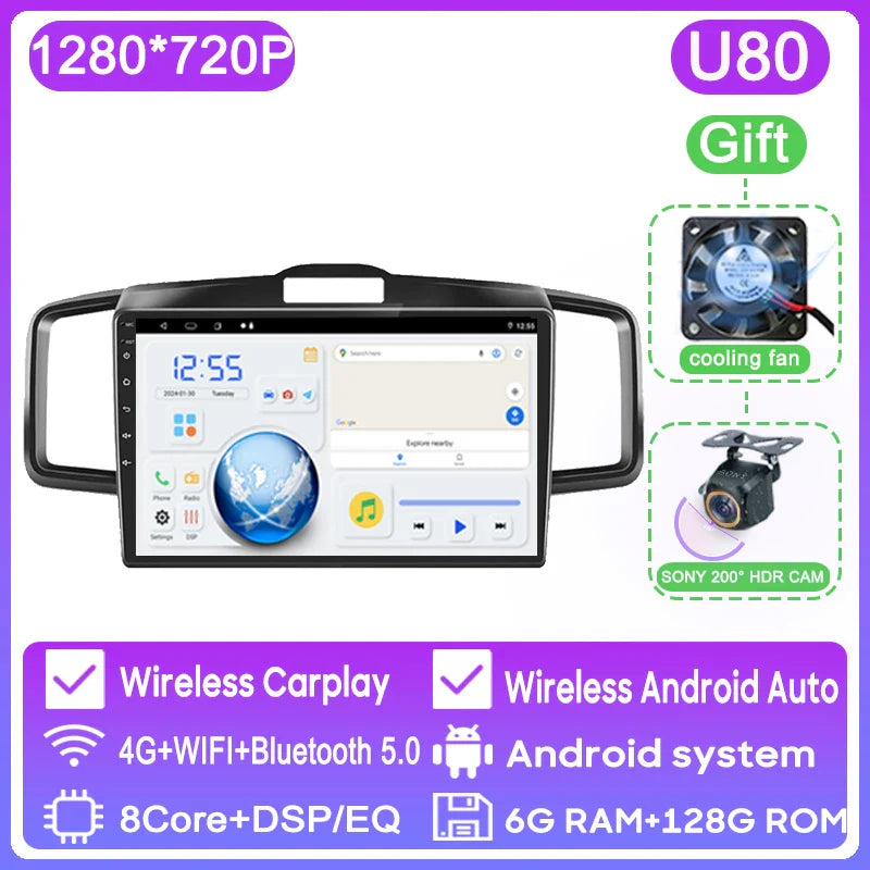 WIFI For Honda Freed 1 2008 - 2016 Car Radio Multimedia Video Player Navigation GPS Android Auto QLED Screen No 2din 2 din DVD