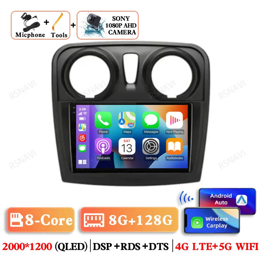 Android 15 For Renault Logan 2 Sandero 2 2012 - 2019 Stereo Qualcomm 5G WIFI DVD DSP QLED Head Unit Viedo Player Autoradio GPS