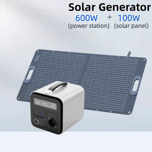 LiFePO4 600W Solar Generator Portable Power Station 100W 200W Foldable Solar Panel Charger Green Power for Phone Laptop iPad