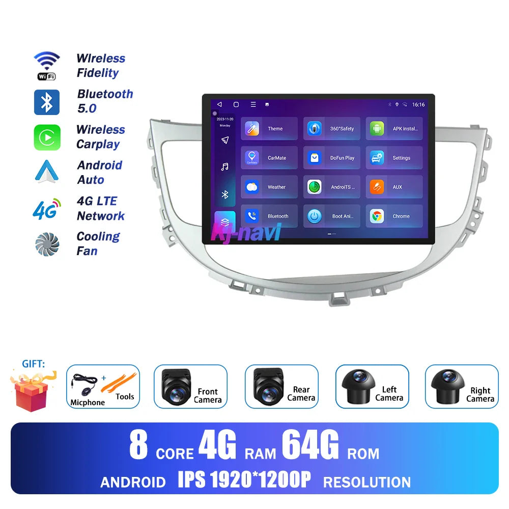 13.1Inch Android Auto Car Radio For Hyundai Rohens Genesis 2008 - 2013 Multimedia Player GPS Navigation BT Carplay 4G Wifi