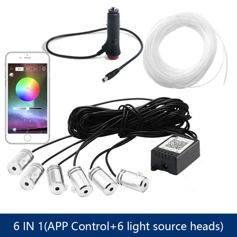 14 in 1 RGB LED Atmosphere Car Light Interior Decoration Fiber Strip Light By App Control Decorative Ambient Lamp Dashboard Lamp