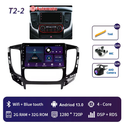 2 Din Android 13 Auto Car Radio Multimedia Video Player Stereo For Mitsubishi L200 5 2015-2019 GPS Navigation Carplay Screen DVD