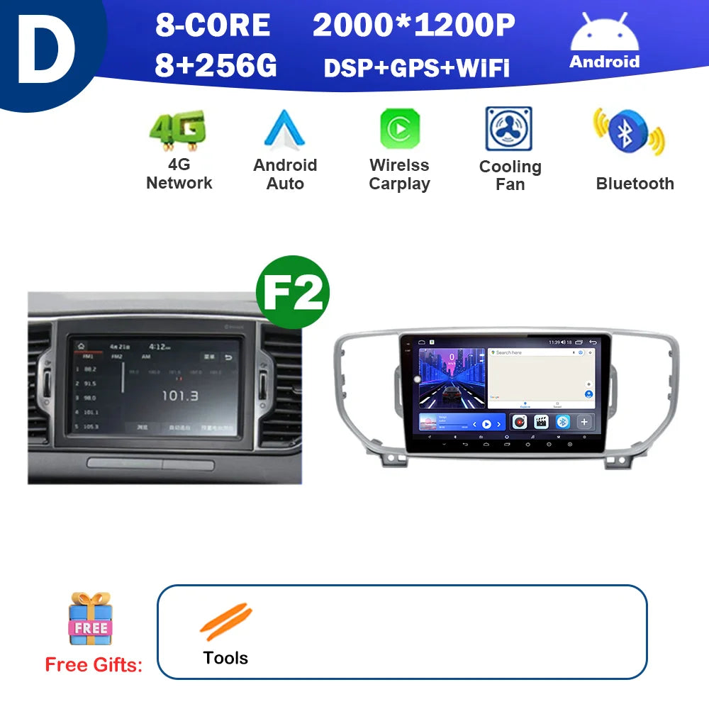 9 inch for KIA Sportage 4 QL 2016 2017 2018 Android Auto Navigation GPS Split Screen Wireless Carplay DSP Stereo Bluetooth WiFi