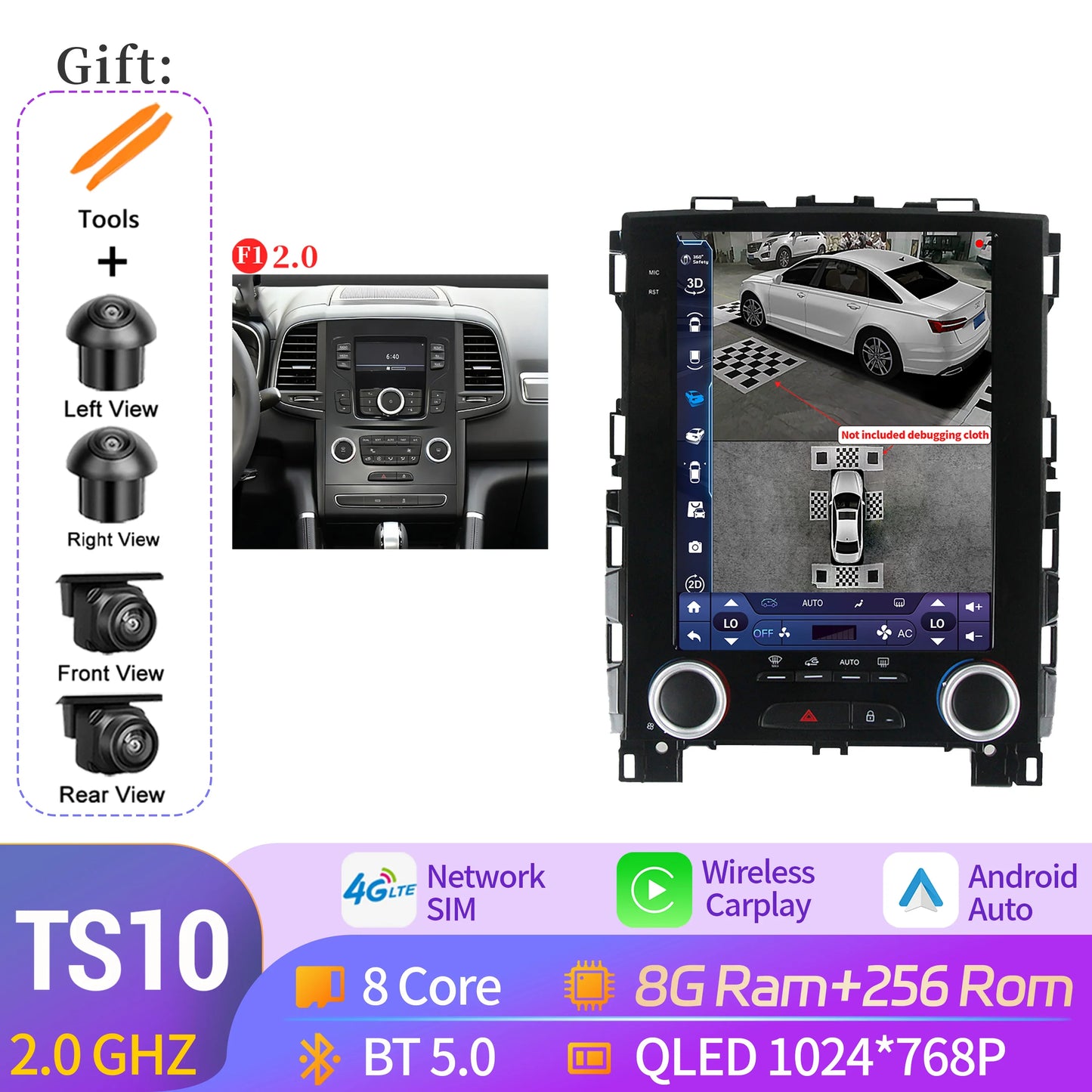 9.7″Android 14 For Renault Koleos Megane 4 Samsung SM6 Talisman 2017-2019 Wireless Apple BT Carplay Car Radio Multimedia