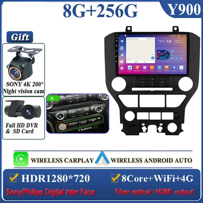Android 14 Carplay FOR FORD Mustang S550 2014-2021 Multimedia Car Player Navigation Screen GPS Radio No 2 Din Stereo Head Unit
