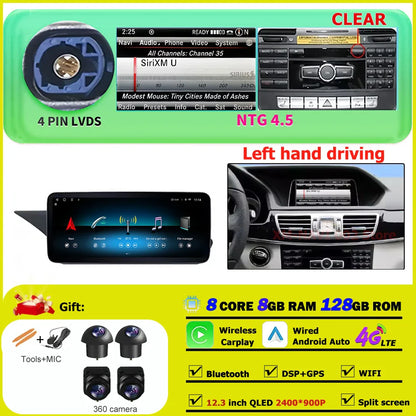 Car Radio Multimedia Android 14 For Mercedes Benz E Class W212 2009-2015 Auto Navigation GPS WIFI 4G Wireless CarPlay DSP Stereo