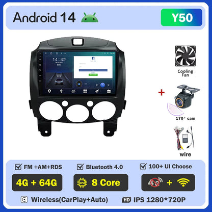 Android 14 Car For MAZDA 2 Mazda2 2007 2008 2009 2010 2011 2012 2013 2014 GPS Navi No 2 din Autoradio Car Android Radio Screen