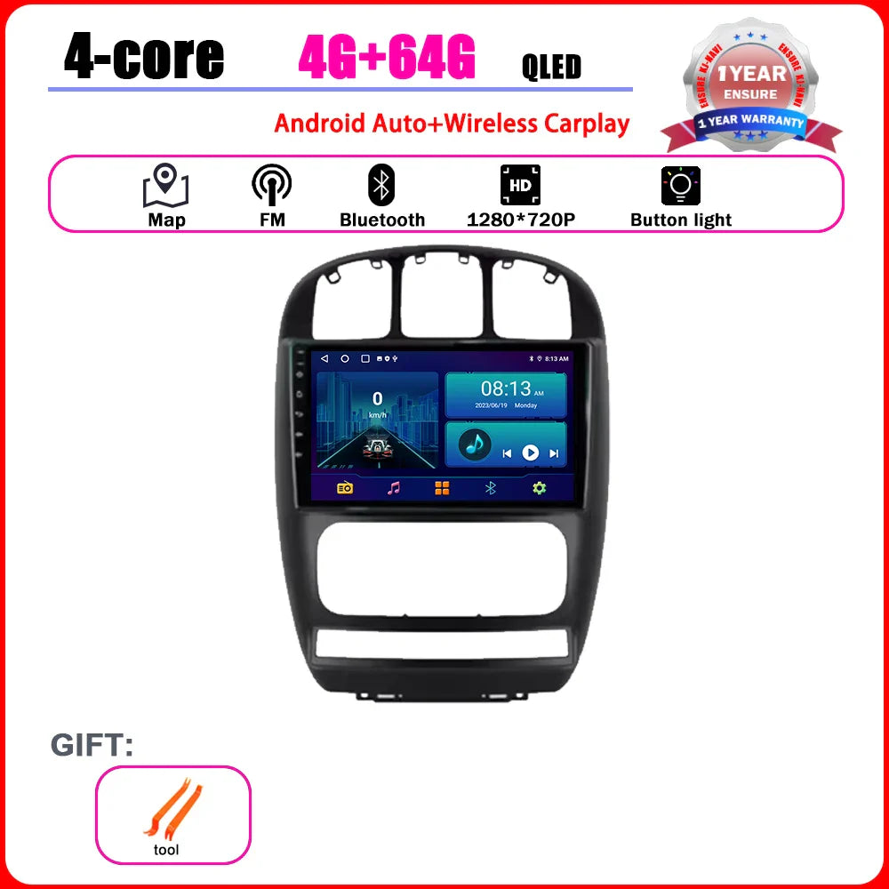 Car Radio Multimedia Player Android 14 System for Dodge Caravan 4 For Chrysler Grand Voyager RS 2000 - 2012 GPS Navi WiFi BT