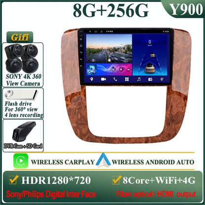 Android 14 Car For GMC Yukon Chevrolet Tahoe Suburban 2008-2012 GPS Navigation Multimedia Player Stereo Head Unit QLED Screen