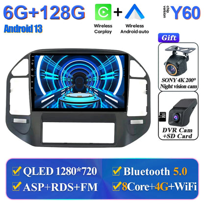 Wireless Android Head Unit For Mitsubishi Pajero 3 V70 V60 1999-2006 Car Auto Radio Carplay Multimedia GPS Navigation No 2din 4G