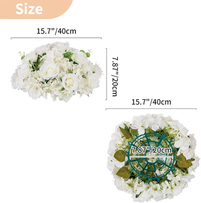 Flower Ball Arrangement Bouquet - 10 Pcs 15.7 inch Diameter White Fake Flowers Roses Balls for Centerpieces Tables  Rose