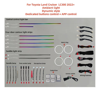 For Toyota Land Cruiser LC300 2022+ Ambient light car interior lighting upgrade Car accessories 1:1 mold Glowing cover plate new