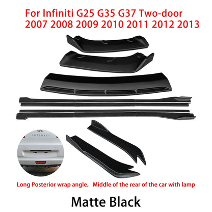 For Infiniti G25 G35 G37 Sedan 2007-2013 Car Front Bumper Splitter Diffuser Lip Protector Spoiler Side Skirts Rear Wrap Angle
