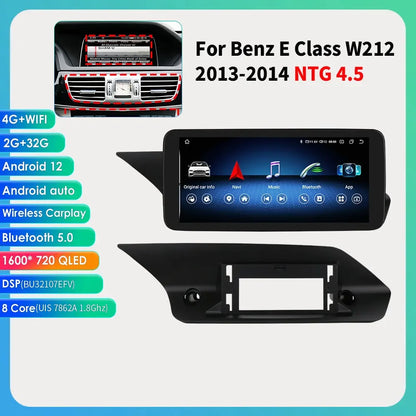 2Din AI Carplay Android Auto Car Radio For Mercedes Benz W212 NTG 4.0 4.5 5.0 2009-2016 E-Class E200 E230 E260 E300 S212 4G GPS