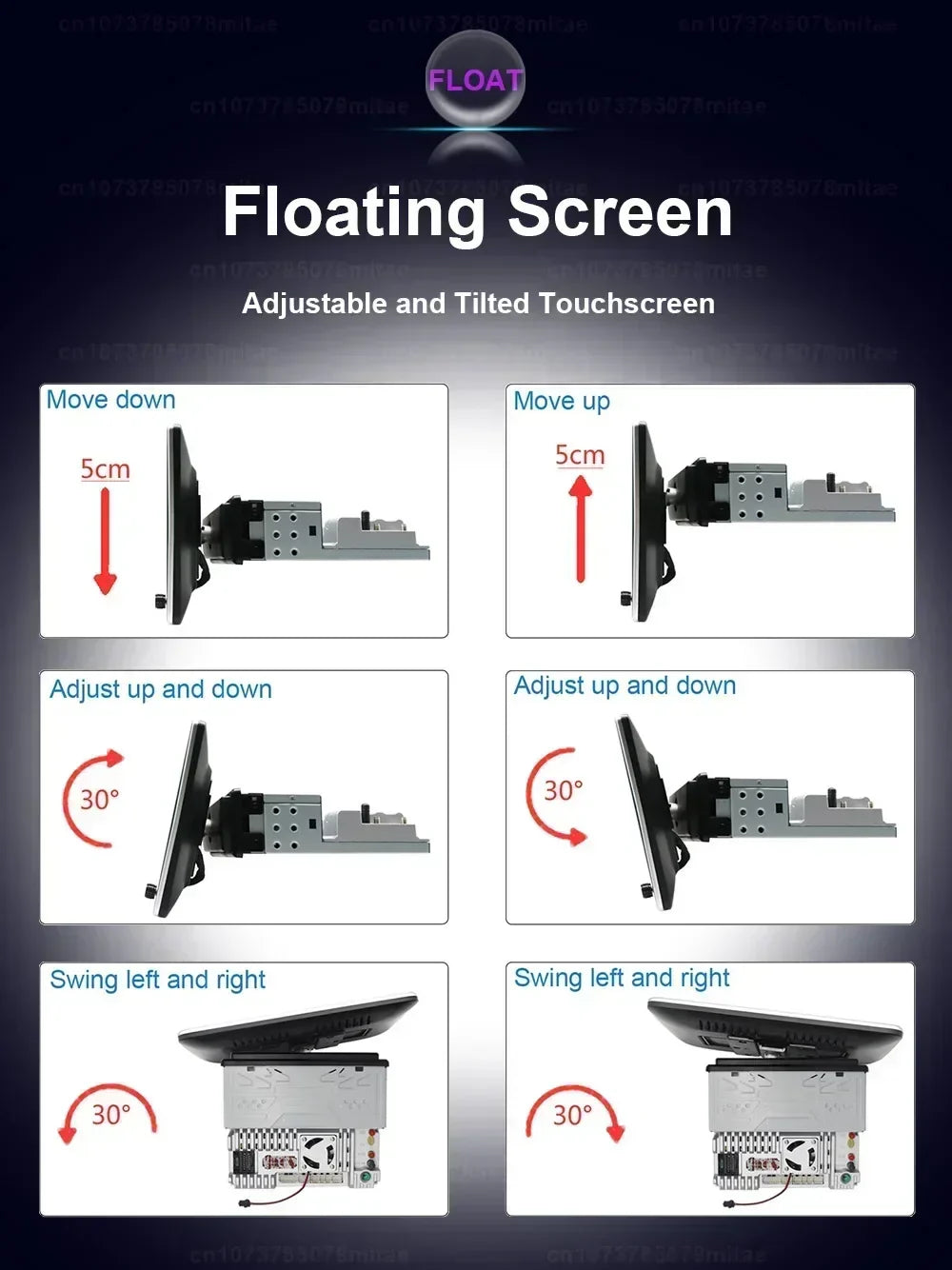 VATAV Android 13 1Din Floating screen Universal Multimedia AI voice Carplay Auto Stereo Radio Palyer Head Unit For Toyota Nissan