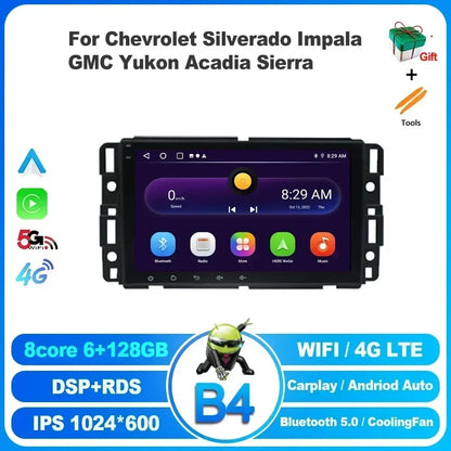 8inch Wireless Android13 For Chevrolet Silverado Impala GMC Yukon Acadia Sierra  Carplay 4G Multimedia Car Radio 2 Din Screen