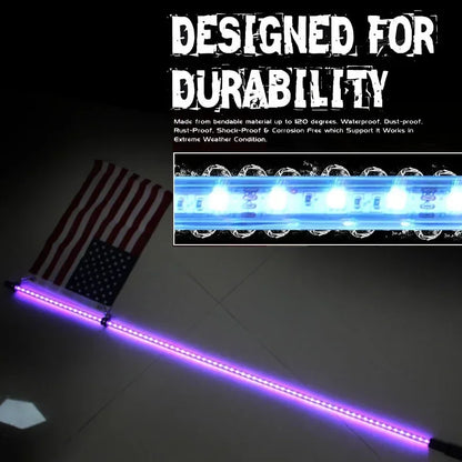 1pc 2/3/4FT RGB Flagpole Light Adjustable ATV Off-road Brake Light With Remote Control LED Beach Flag Ambient Decorative Lights