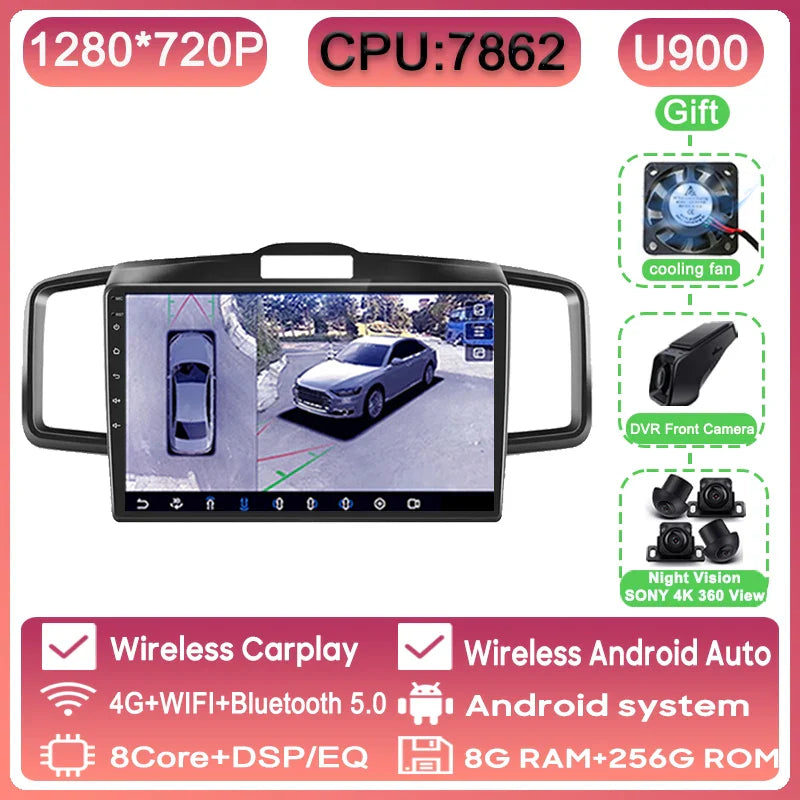 WIFI For Honda Freed 1 2008 - 2016 Car Radio Multimedia Video Player Navigation GPS Android Auto QLED Screen No 2din 2 din DVD