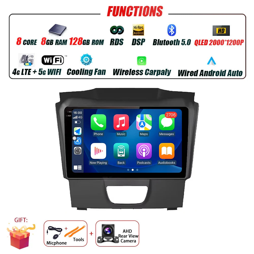 Android Auto Car Radio For Isuzu DMAX 2015 - 2019 Multimedia Stereo Video Player Navigation GPS Carplay 4G WIFI DSP RDS BT