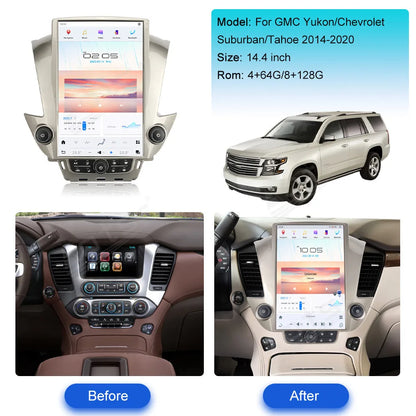 14.4" CarPlay Tesla Screen Android 13 Car Radio GPS For GMC Yukon Chevrolet Tahoe Suburban 2014-2021 Multimedia Player Head Unit