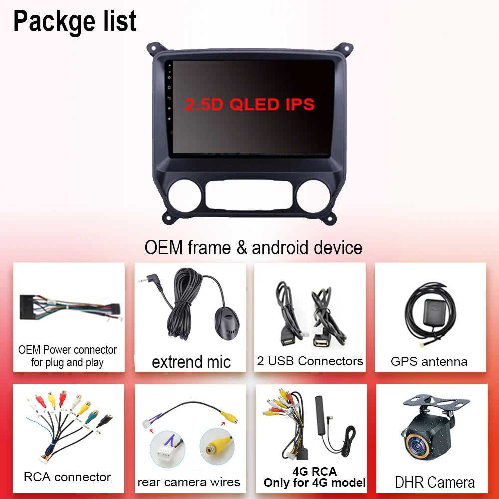 Android 14 Carplay Auto For Chevrolet Silverado 3 GMTK2 2014 2015 2016 2017 2018 Car Radio Multimedia Player Head Unit Screen