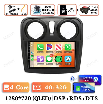 Android 15 For Renault Logan 2 Sandero 2 2012 - 2019 Stereo Qualcomm 5G WIFI DVD DSP QLED Head Unit Viedo Player Autoradio GPS