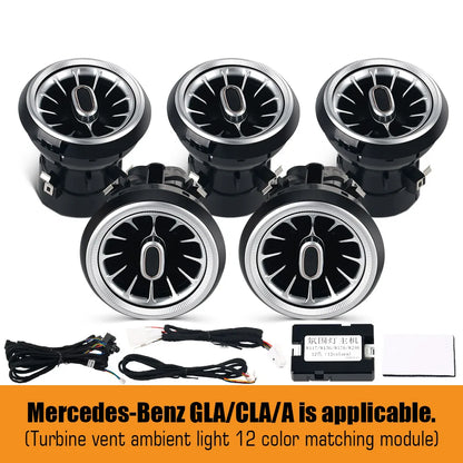 12/64 Colours Ambient Lights For Mercedes-Benz A/CLA/GLA W176 W117 W156 LED Car Air Vents Turbine Nozzle Decorate Lamp APP 12V