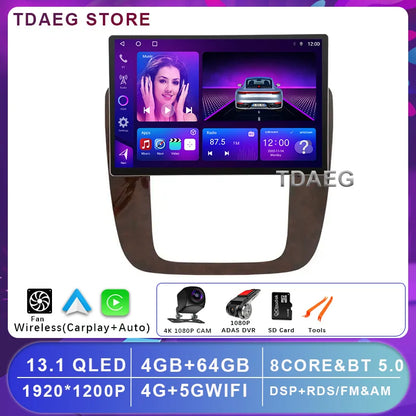13INCH Android 14 For GMC Yukon Chevrolet Tahoe Suburban 2008 - 2012 Multimedia Video Player 4G WIFI Navigation GPS Carplay auto