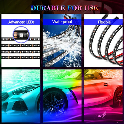 Car Interior Lights Neon Atmosphere RGB LED Strip Bar Car Decorative Lighting Lamp Remote / APP Control Ambient Atmosphere Auto